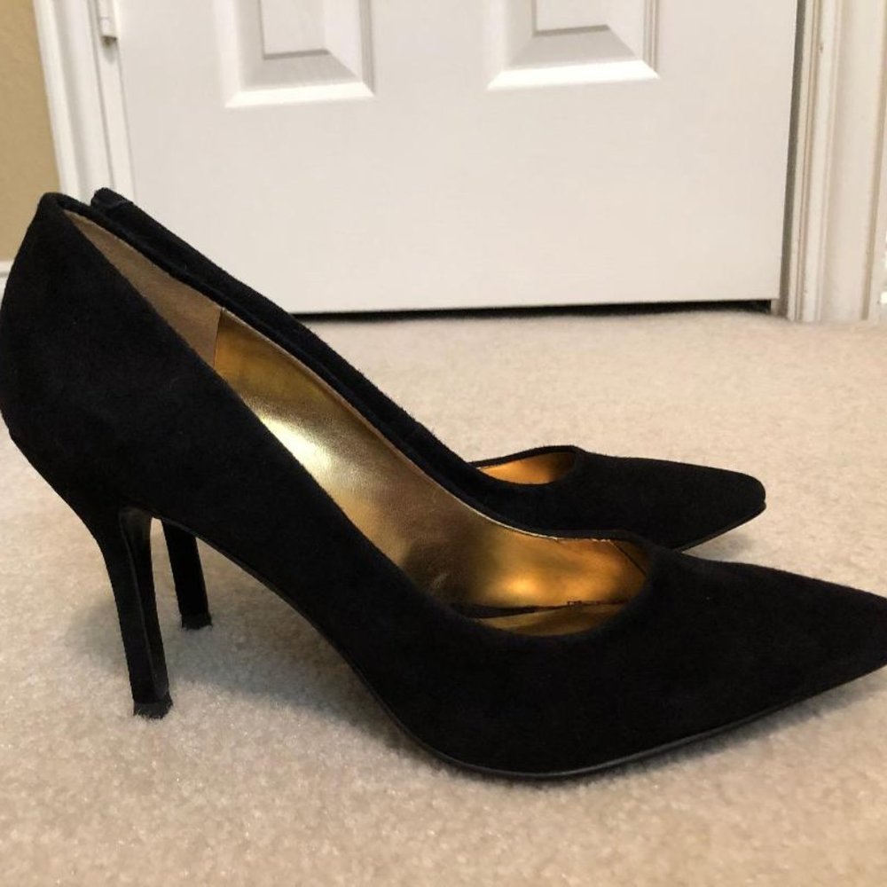 NINE WEST BLACK SUEDE FLAX PUMPS SZ. 8M